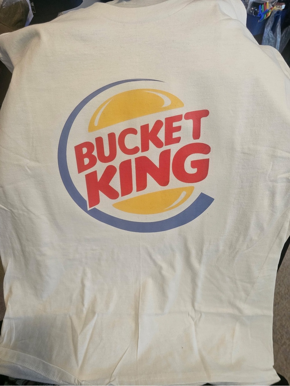 Bucket King Graphic Tee for Kids - White with Red & Yellow Logo